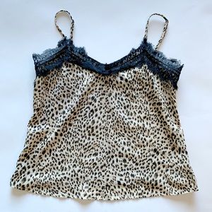 Lacey Cheetah Print V-Neck Tank Top, Keyhole Back Women’s SZ M